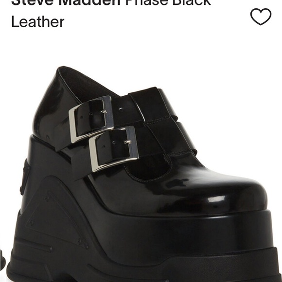 Black Leather Women's Steve Madden PHASE Platform Mary Jane Loafers Size 10 - Picture 12 of 12